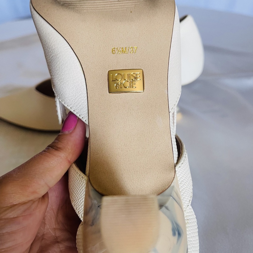Louise et Cie Beige Soft Leather Chain Detail Heels Size 6.5 - Picture 7 of 11
